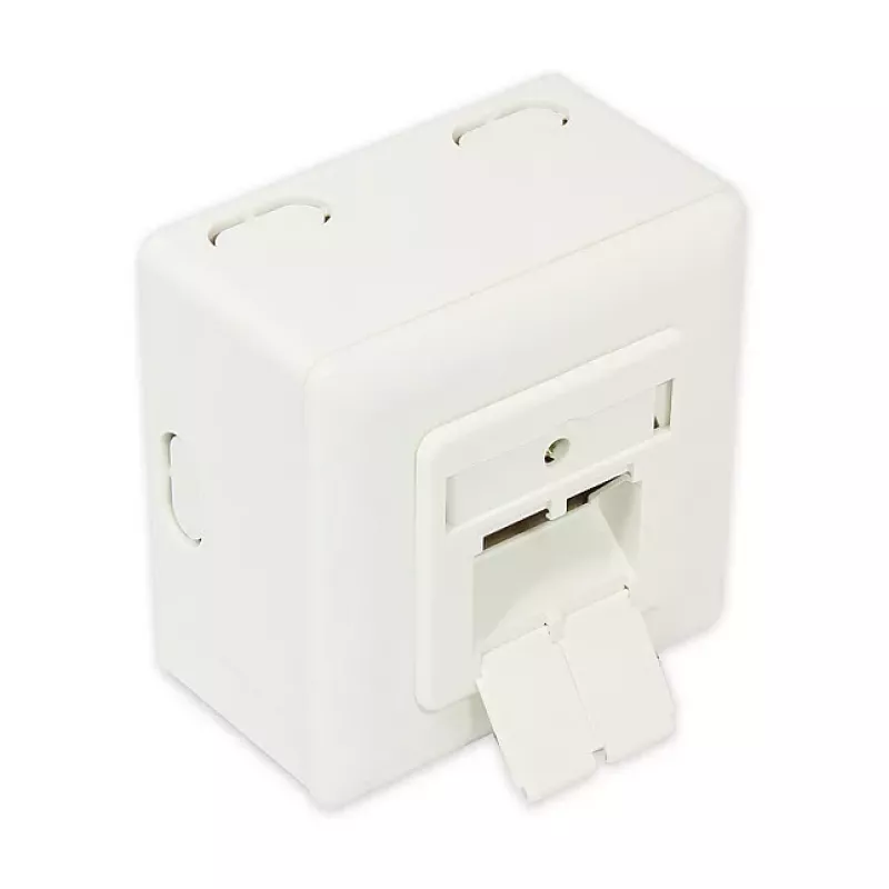 GoodConnections Cat.6 Netzwerk-Wandanschlussdose, 2xRJ45, geschirmt, Aufputz, Perlweiß RAL1013, GC-N0027