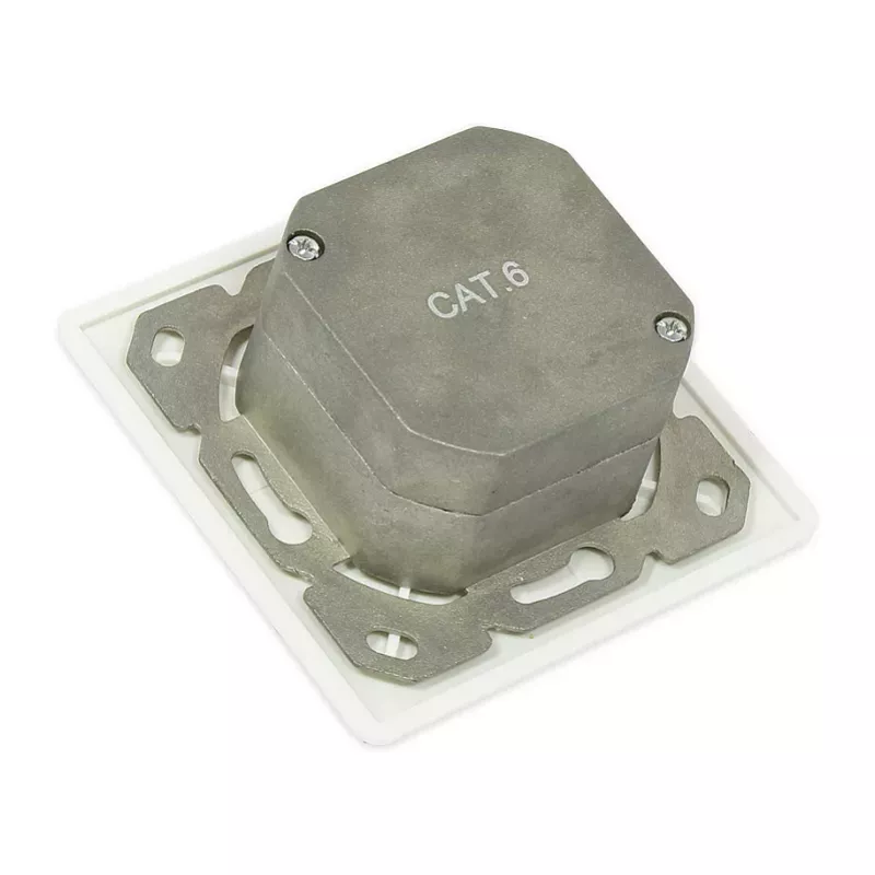 GoodConnections Cat.6 Netzwerk-Wandanschlussdose, 2xRJ45, geschirmt, Aufputz, Perlweiß RAL1013, GC-N0027