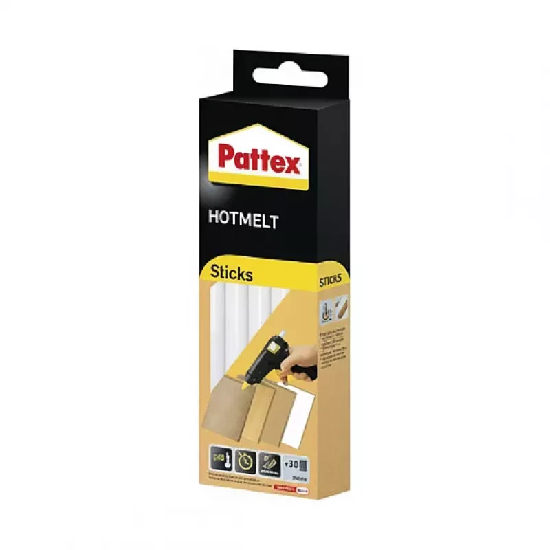 Pattex Hot Glue Sticks Hot Supermatic, 9H PTK6, 6 x 200 mm, 11 mm Durchmesser, Transparent