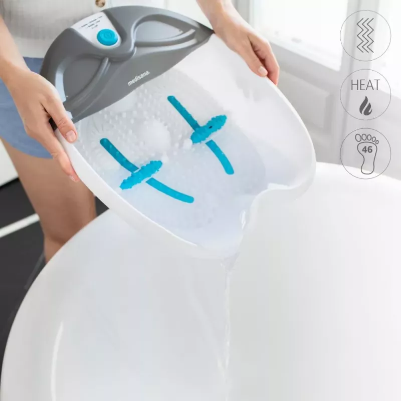 MEDISANA FS 350 Fußbad mit Blasen- und Vibrationsmassage, Heizung, Rollen, Pediküre-Aufsätzen