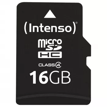 Intenso 16GB MicroSDHC Class 4 Speicherkarte mit SD-Adapter, bis zu 21 MB/s Lesegeschwindigkeit, Schwarz