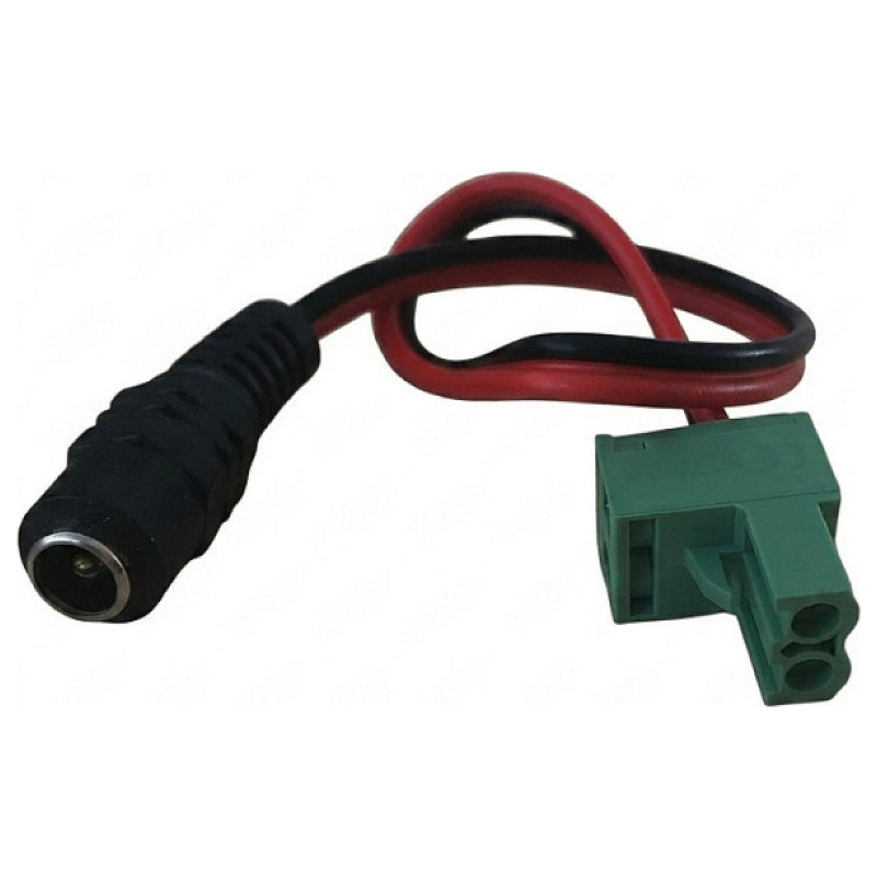 Synergy 21 LED DC Power Jack auf KEFA Phoenix kompatibles Adapterkabel, 5,5x2,1mm Buchse auf 2-poligen Stecker, 15cm, Schwarz