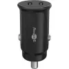 GOOBAY Dual-USB-C PD Auto Fast Charger (Power Delivery), Schwarz - 30W (12/24V) Geeignet für Geräte mit USB-C