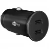 GOOBAY Dual-USB-C PD Auto Fast Charger (Power Delivery), Schwarz - 30W (12/24V) Geeignet für Geräte mit USB-C