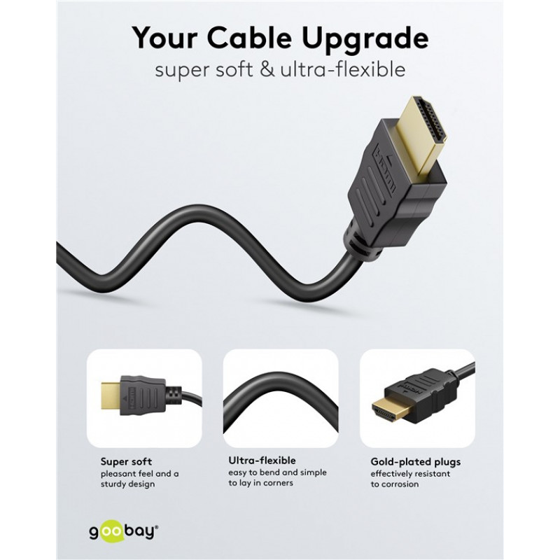 Goobay HDMI High-Speed Cable with Ethernet | Soft | 0,5 m