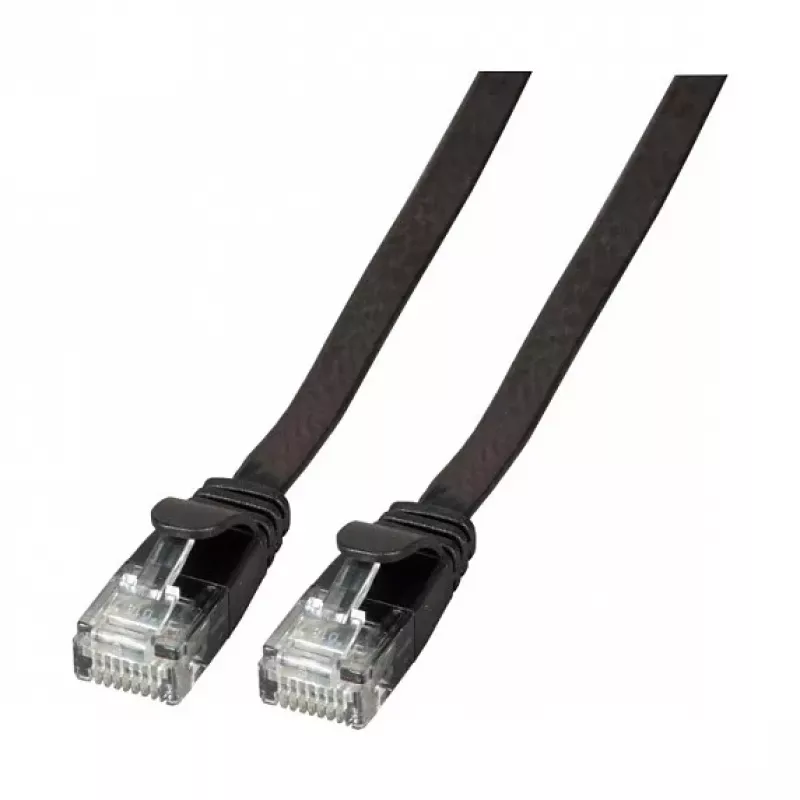 EFB RJ45 Flach-Patchkabel Cat.6A U/UTP PVC 0,25m Schwarz