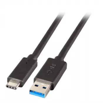 EFB Elektronik USB 3.2 Gen 1 SuperSpeed Kabel, Typ-A Stecker auf Typ-C Stecker, 3A, 5 Gbit/s, 0,5 m, Schwarz
