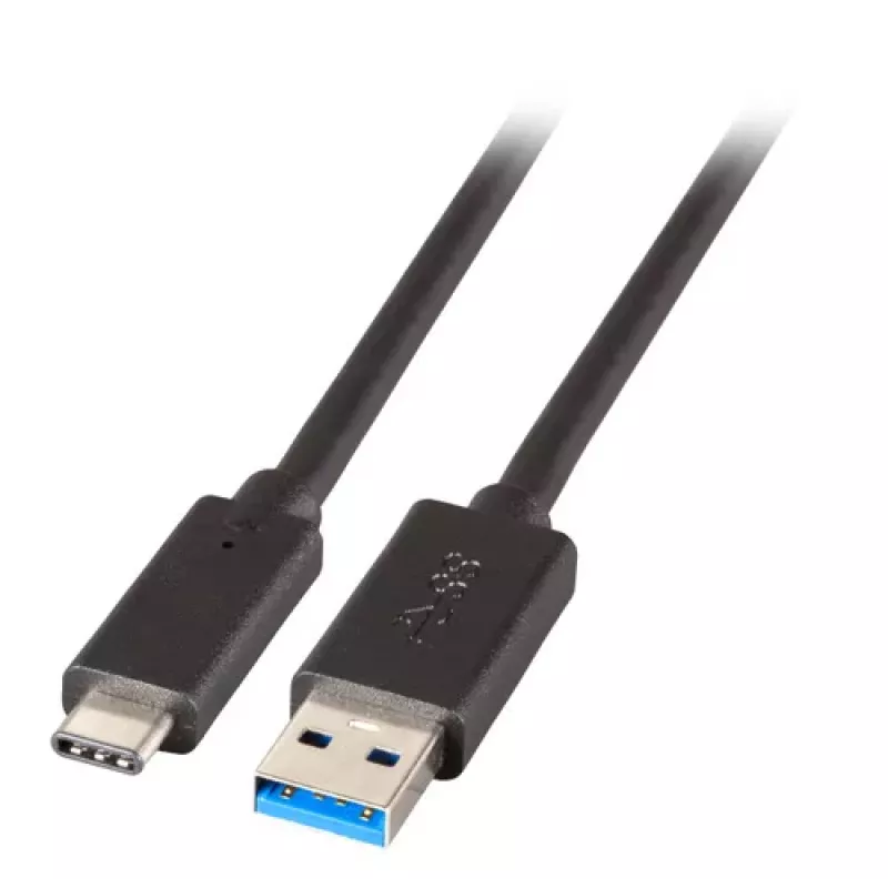 EFB Elektronik USB 3.2 Gen 1 SuperSpeed Kabel, Typ-A Stecker auf Typ-C Stecker, 3A, 5 Gbit/s, 0,5 m, Schwarz