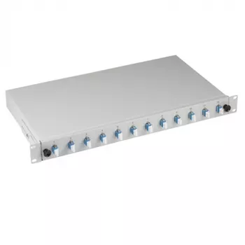 EFB Elektronik B71921L12 LC Spleißbox OS2 Singlemode 12 Pigtails / 6 Kupplungen, Blau/Grau, Metall, 483 mm