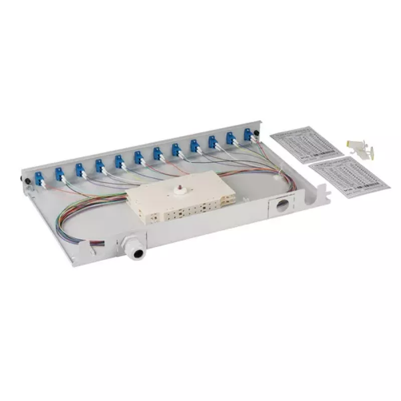 EFB Elektronik Spleißbox LC 9/125 OS2 ausziehbar 48 Pigtails Offset/24 Adapter