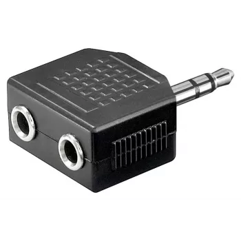 Goobay Headphone AUX Adapter 3.5 mm Jack 1-to-2 Splitter, 0.2 m, Schwarz