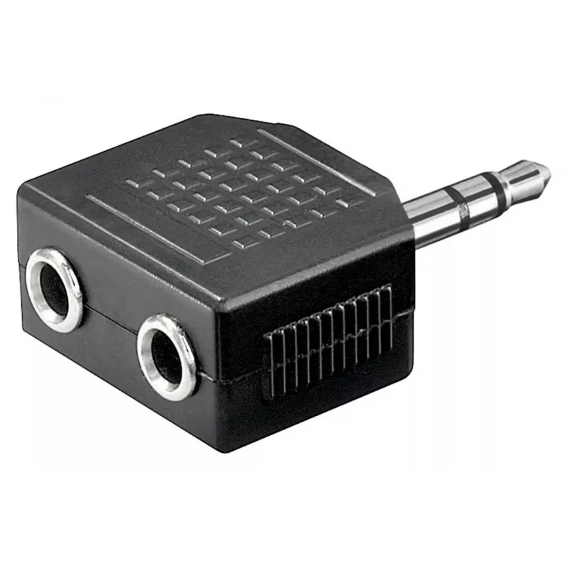 Goobay Headphone AUX Adapter 3.5 mm Jack 1-to-2 Splitter, 0.2 m, Schwarz