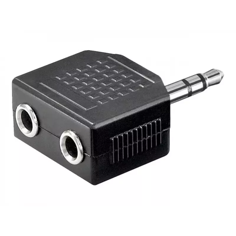 Goobay Headphone AUX Adapter 3.5 mm Jack 1-to-2 Splitter, 0.2 m, Schwarz