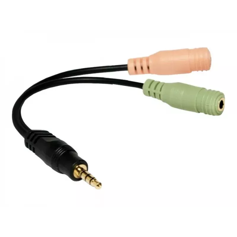 Logilink Audio-Klinkenadapter, 4-polig, 3,5 mm Stereo-Stecker auf 2x 3,5 mm Kupplung, 0,15 m