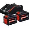 BOSCH EXPERT Starter Set 18V, 2x EXBA 18V-150 + Ladegerät EXAL18V-160 (Schwarz, 2x Li-Ion Akku 15Ah, AMPShare Alliance)