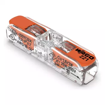 WAGO 221-2411 Inline-Spleißverbinder 2-Leiter 4 mm² 60er-Pack