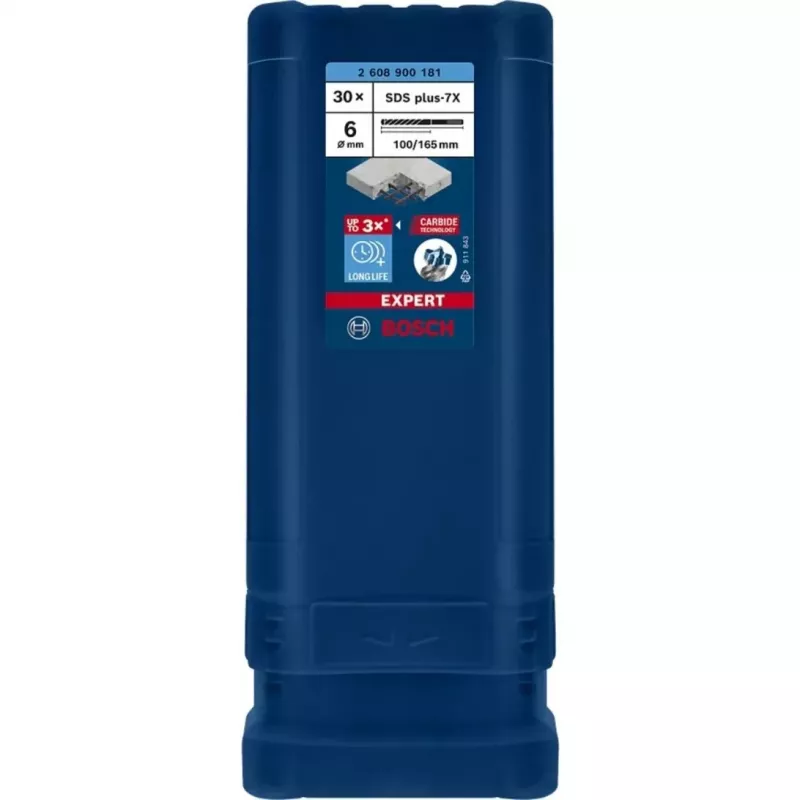 BOSCH EXPERT SDS plus-7X Hammerbohrer 6mm 100mm Arbeitslänge 30-teiliges Set