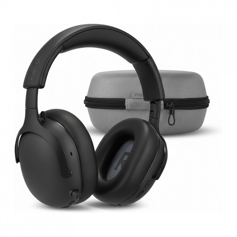 MEDION LIFE HX-1 Plus Over-Ear Kopfhörer Schwarz ANC Bluetooth 5.2 100h Akku IPX4