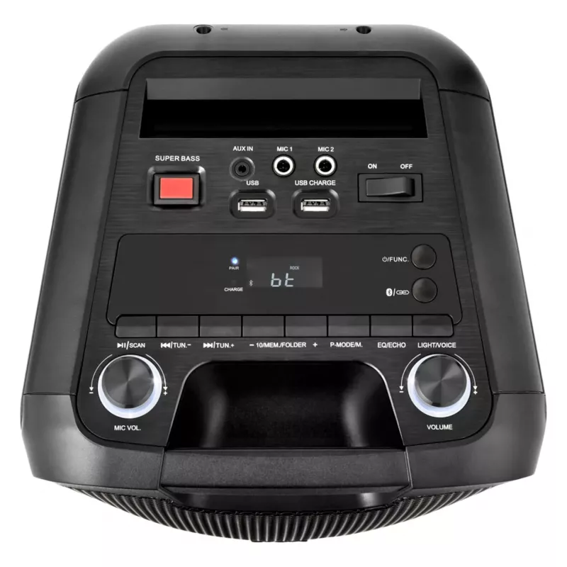 MEDION PE-1 Pure Party Speaker Schwarz - Bluetooth 5.0, 40W RMS, 2x 6,5 inch Lautsprecher, Karaoke, TWS, LED-Lichter, Powerbank