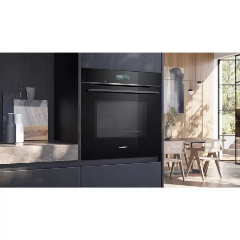 SIEMENS HM736GAB1 iQ700 Einbaubackofen mit Mikrowelle, Schwarz, 60 cm, Home Connect
