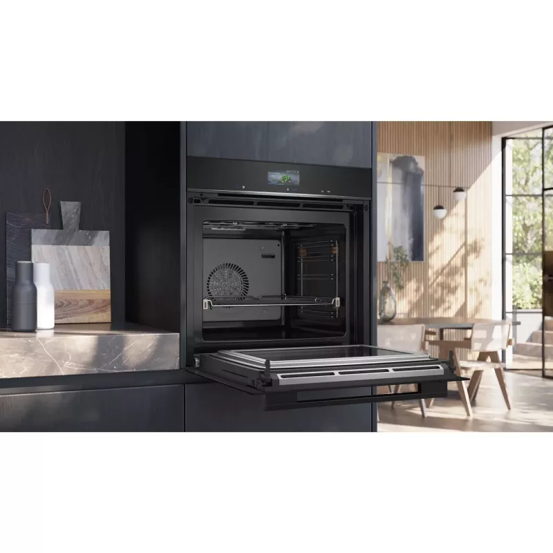 SIEMENS HM736GAB1 iQ700 Einbaubackofen mit Mikrowelle, Schwarz, 60 cm, Home Connect