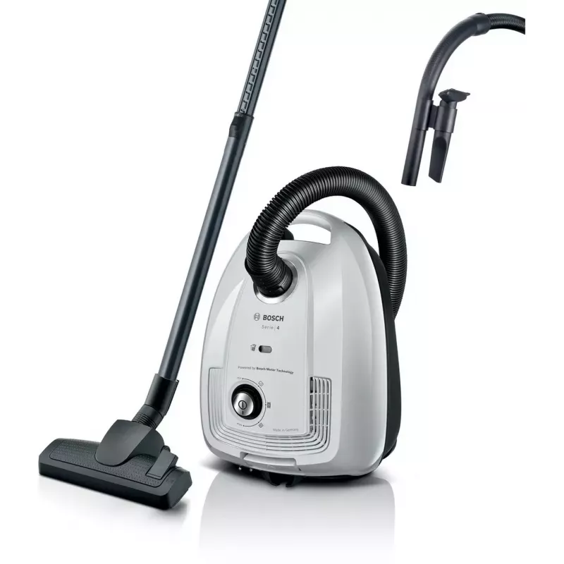 Bosch BGL38WH2 Beutel-Staubsauger, 600 W, Weiß/Anthrazit