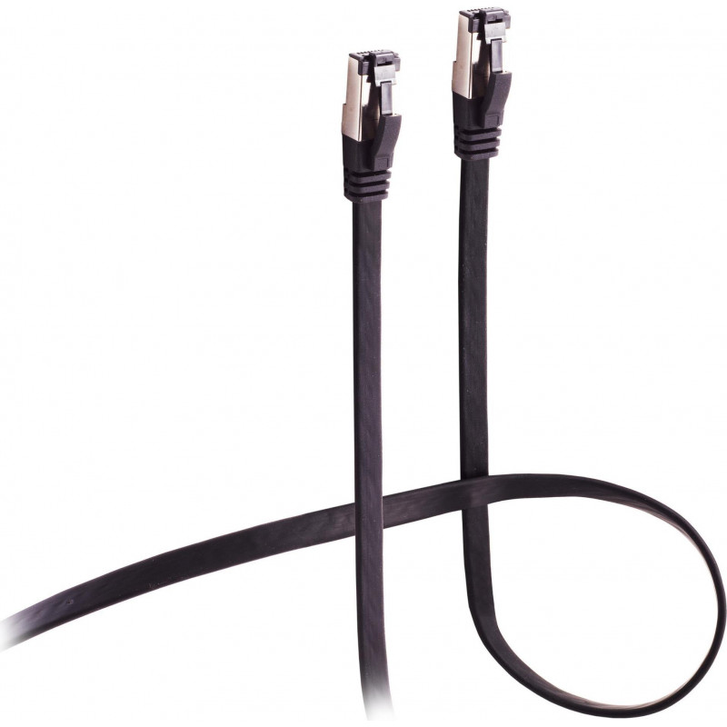 Flexline Patchkabel CAT 8.1 U/FTP PIMF, Flach, hochflexibel, Schwarz, 1,5 m