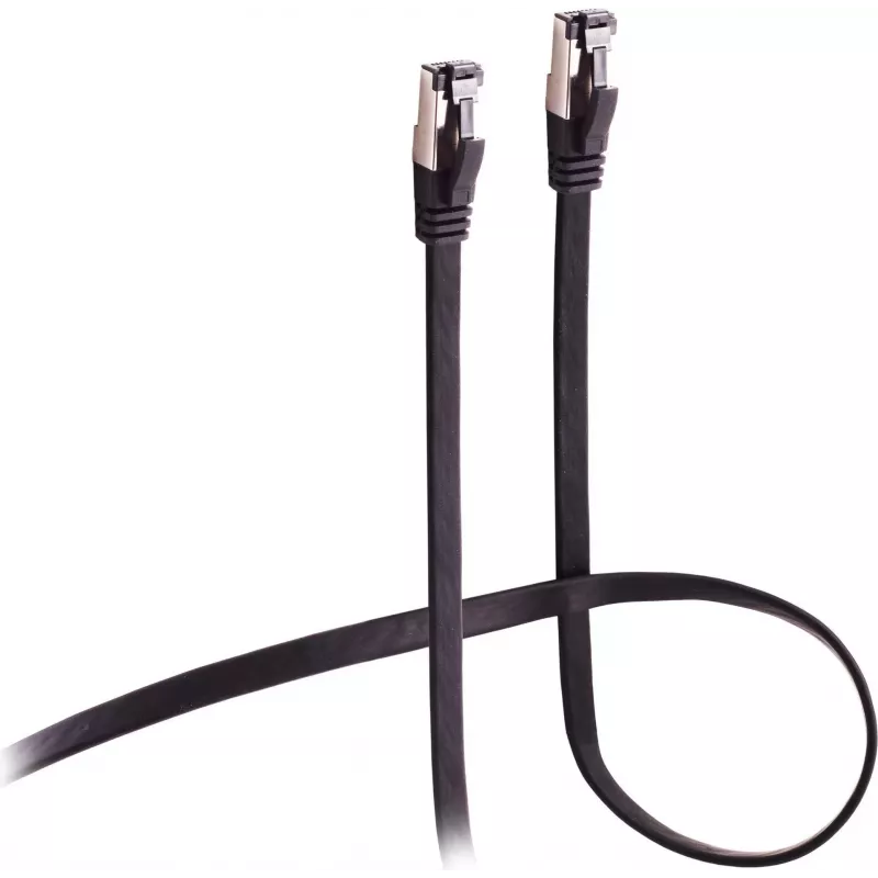 Flexline Patchkabel CAT 8.1 U/FTP PIMF, Flach, hochflexibel, Schwarz, 1,5 m