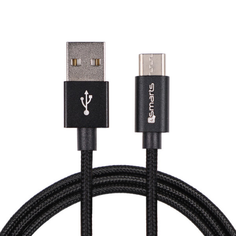 4SMARTS USB-A auf USB-C Kabel RapidCord 2A, 2m, Schwarz