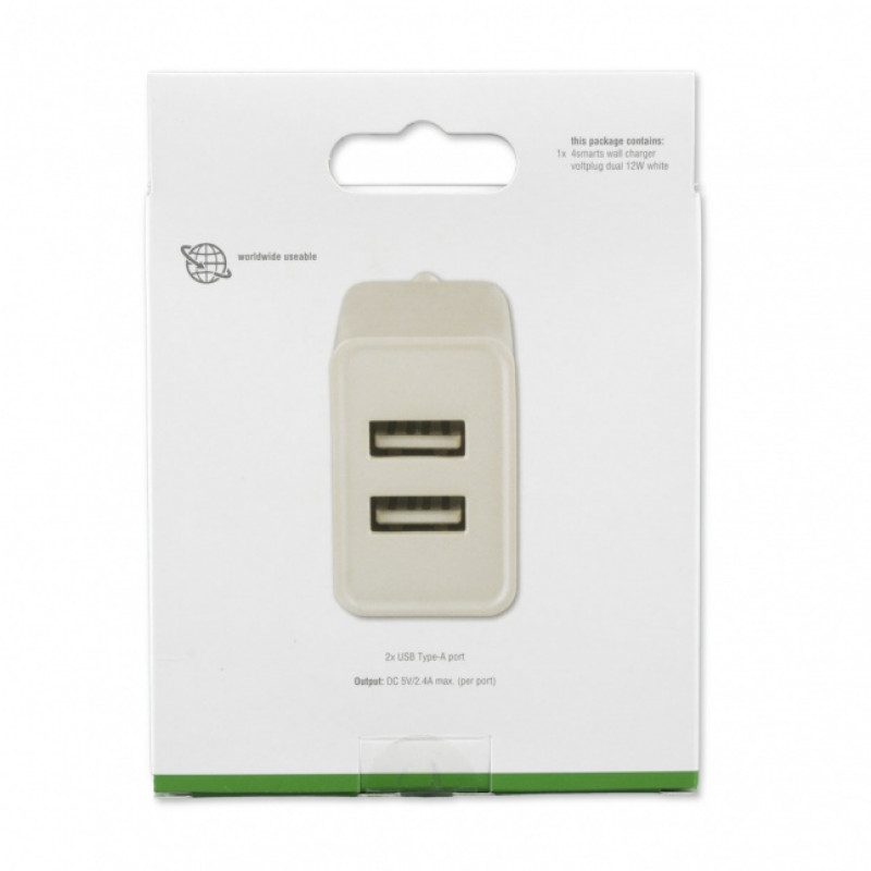 4SMARTS VoltPlug Dual 12W Wandladegerät (ohne Kabel), Weiß