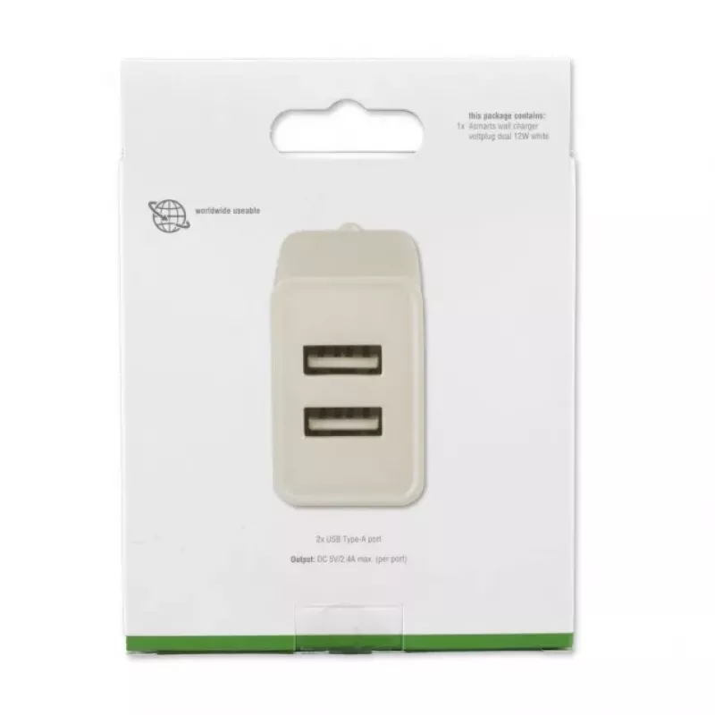 4SMARTS VoltPlug Dual 12W Wandladegerät (ohne Kabel), Weiß