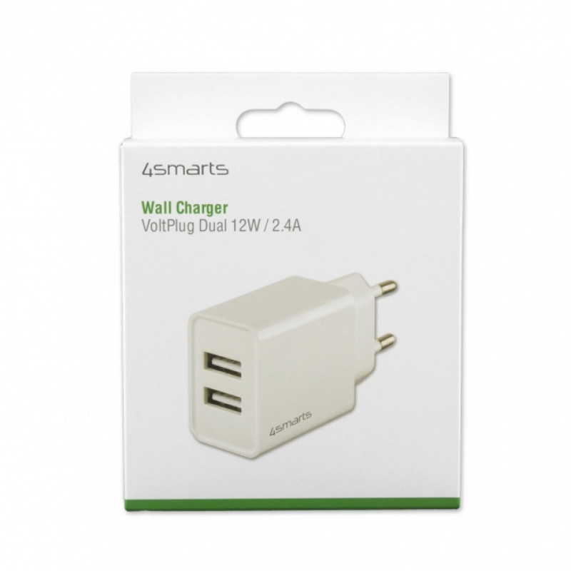 4SMARTS VoltPlug Dual 12W Wandladegerät (ohne Kabel), Weiß