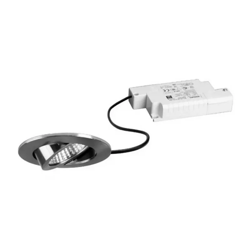 Brumberg 39363153 BB03 Runde Einbau-LED-Strahler-Set, 6W, 230V, Nickel, 3000K, Phasenanschnitt-dimmbar, schwenkbar