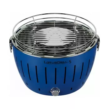 LotusGrill G280 U Blau tragbarer Holzkohlegrill mit rauchfreier Technologie