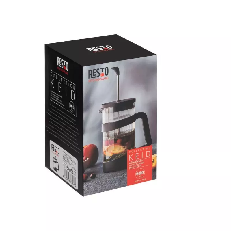 RESTO French Press 600ml Edelstahl Borosilikatglas Kaffeepresse