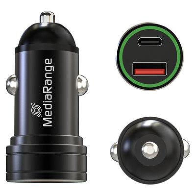 MEDIARANGE MRMA120 20W USB-C Car Charger with Power Delivery, Black