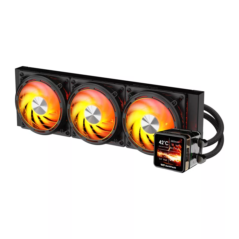 DARKFLASH DE360 Black All-in-One Flüssigkeits-CPU-Kühler, 360mm Radiator, 3x 120mm PWM Lüfter, Weiße LED-Pumpe