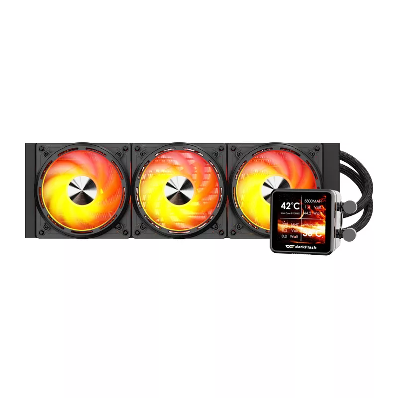 DARKFLASH DE360 Black All-in-One Flüssigkeits-CPU-Kühler, 360mm Radiator, 3x 120mm PWM Lüfter, Weiße LED-Pumpe