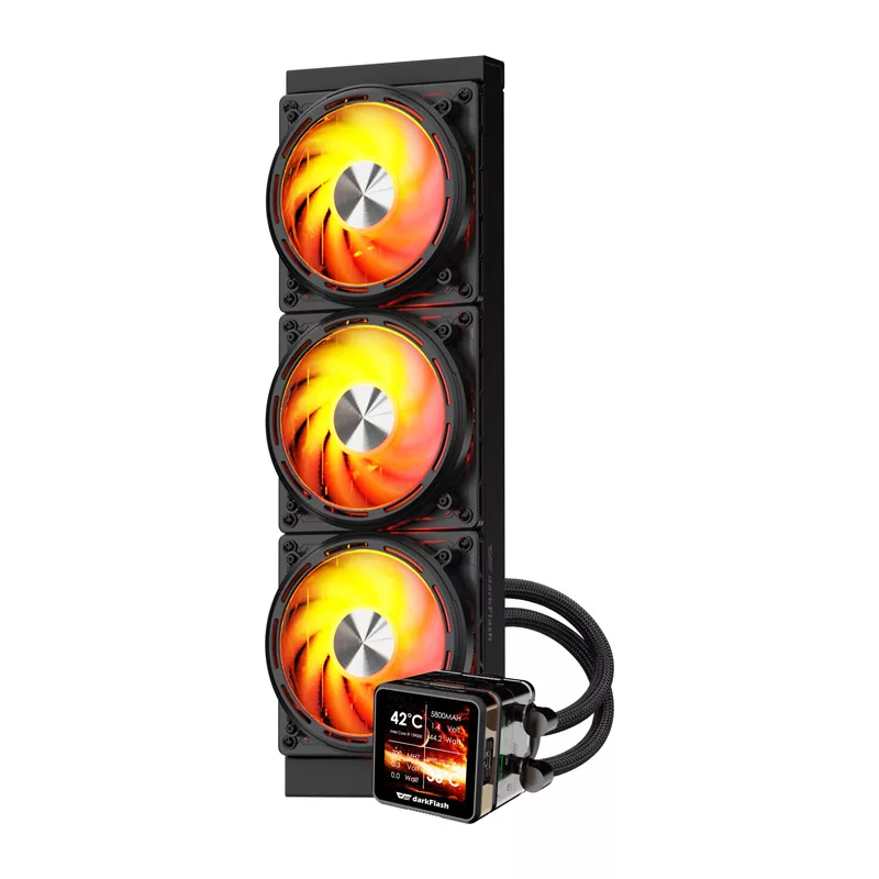 DARKFLASH DE360 Black All-in-One Flüssigkeits-CPU-Kühler, 360mm Radiator, 3x 120mm PWM Lüfter, Weiße LED-Pumpe