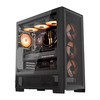 DarkFlash AIRNOVA Big-Tower-PC-Gehäuse, E-ATX, 3 x 120-mm-Lüfter, USB-C Gen2, Schwarz