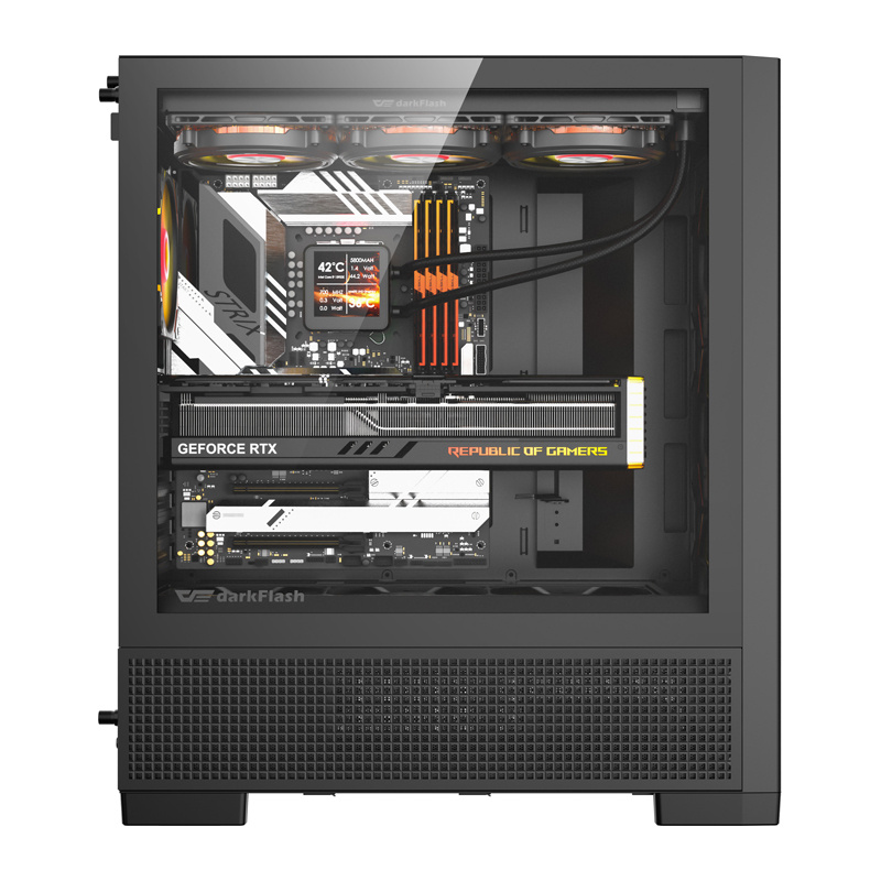DarkFlash AIRNOVA Mid-Tower Computer Case Black + 3 x 120mm ARGB Fans