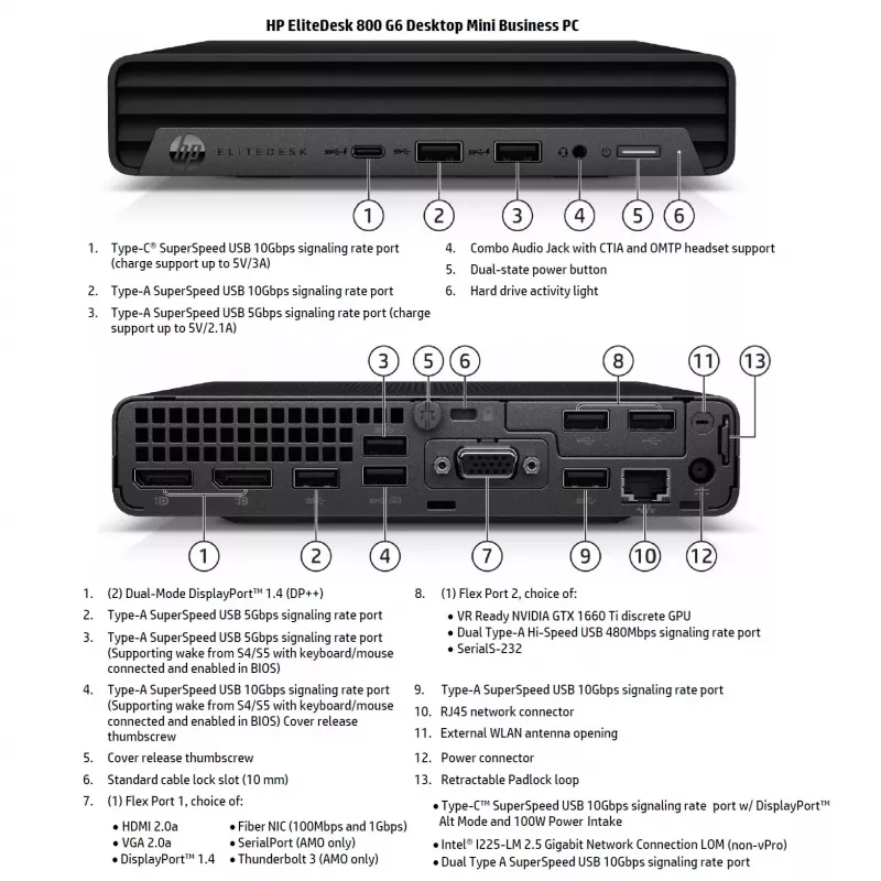 HP Renewed EliteDesk 800 G6 Desktop-PC, Intel Core i5-10500T, 8GB RAM, 256GB SSD, Intel UHD Graphics 630, Windows 11 Pro, Grad B