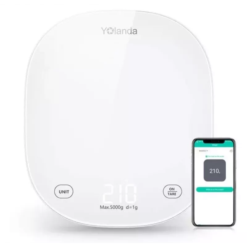 Yolanda CK10A Smart Küchenwaage mit Bluetooth, 3000g Kapazität, 0,1g Genauigkeit, USB-C wiederaufladbar