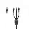 SEEK TOTI USB-A auf Micro-USB / USB-C / Lightning 1,5m geflochtenes Kabel 2A (Non-MFI) Schwarz