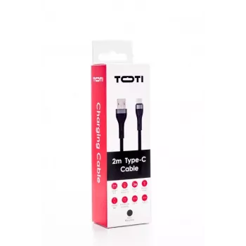 SEEK TOTI USB-A auf USB-C geflochtenes Kabel 2m 3A Schwarz