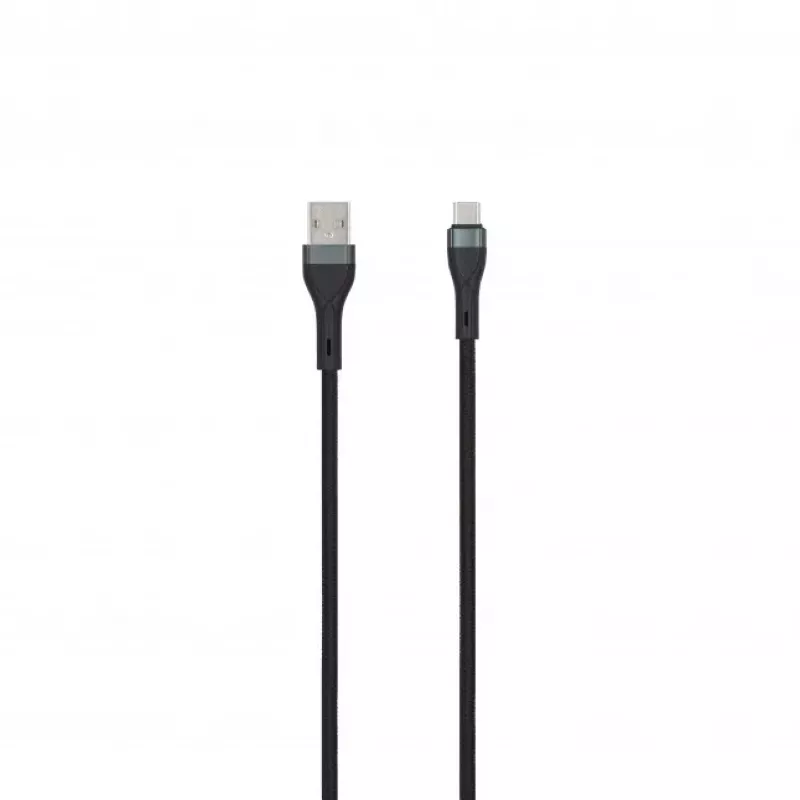 SEEK TOTI USB-A auf USB-C geflochtenes Kabel 2m 3A Schwarz