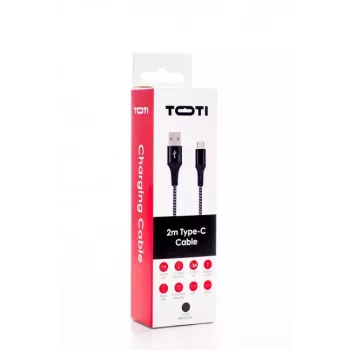 SEEK TOTI USB-A auf USB-C 2m geflochtenes Kabel 2A, Schwarz/Space Grey