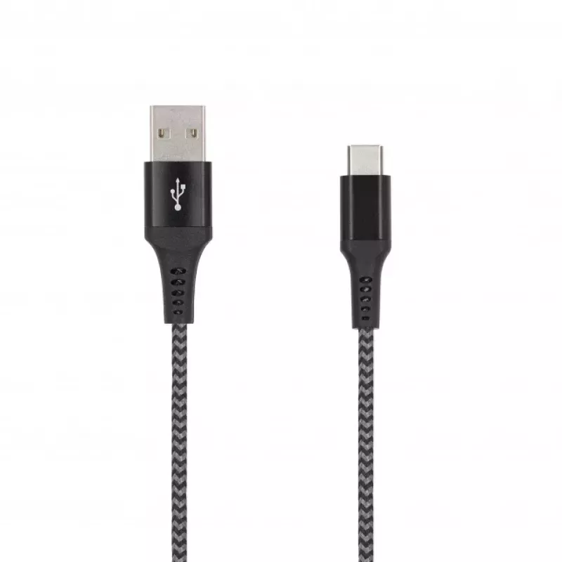 SEEK TOTI USB-A auf USB-C 2m geflochtenes Kabel 2A, Schwarz/Space Grey