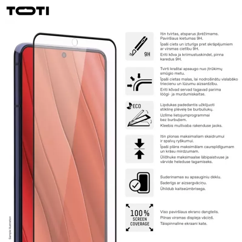 TOTI PREMIUM Premium Tempered Glass 3D Screen Protector Full Cover für Samsung Galaxy S24/S25