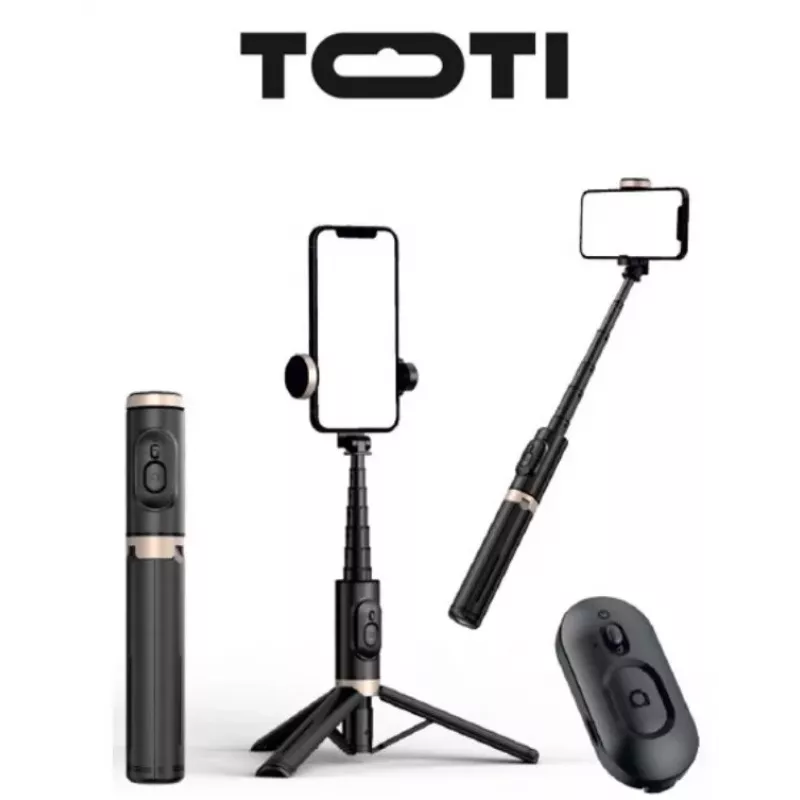 SEEK TOTI Selfie Stick mit verstecktem Design und stabilem Stativ Q12, Schwarz